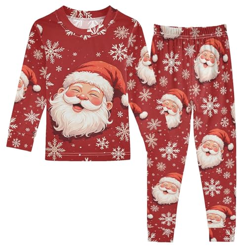 Pigsaly Pajama Set 2 Piece Christmas Santa Claus Laugh Snowflakes Pajama Sets Long Sleeve Pjs Sleepwear 4T