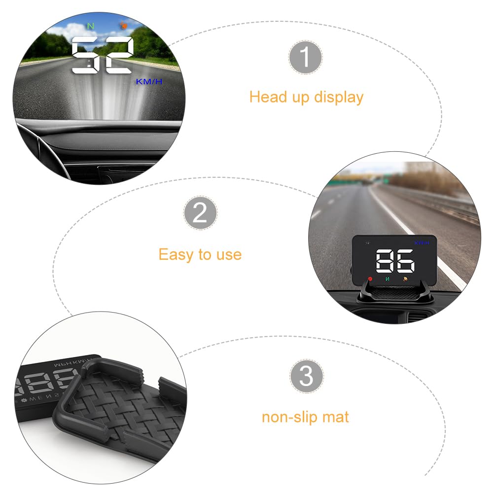 Gatuida Affichage Tête Hud Compteur de Vitesse Numérique Auto Moniteur de Vitesse Digital pour Écran de Véhicule Accessoire de Sécurité de Conduite