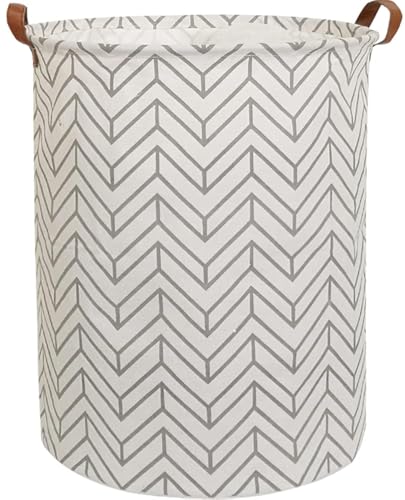 Image of CLOCOR Large Round Storage Bin,Collapsible Storage Baskets, Dirty Laundry Hamper Baskets for Baby Boys and Girls, Office, Bedroom, Toys Nursery Kids Clothes Gift Basket (Grey geometry)