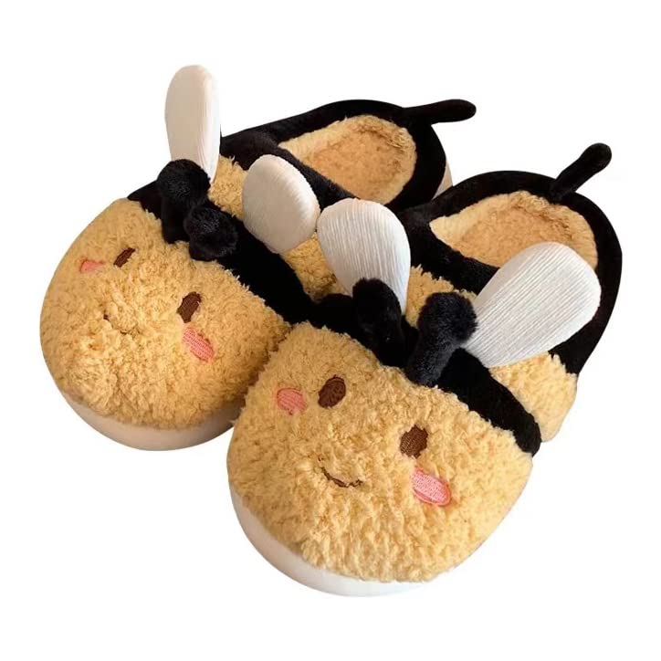 CEINOM Women's Yellow Fuzzy Slippers - Warm & Comfortable House Slippers for Women - Anti-Slip Outdoor - Perfect for Winter & Christmas Gifts