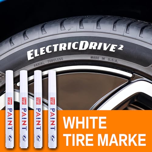 HUWANDE 4Pcs Car Tire Marker Pens,Waterproof Car Tire Paint Pen,Anti-drying Letter Graffiti Ink Marker (White) - Image 3