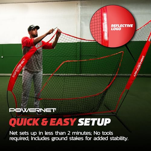 image for PowerNet DLX 7x7 Baseball Softball Hitting Net + Weighted Heavy Ball +