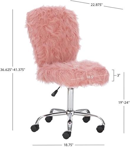 Miniatura 3 de Linon Cami - Silla de oficina tapizada de piel sintética sin brazos, color rosa rubor