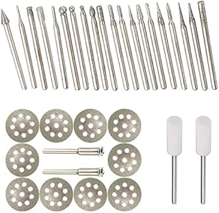 Diamond Burr Set For Dremel Rotary Tool Grinding Cutting Bur Bit Stone Glass Tile Jewelry Engraving Rock Etching Masonry 1/8” Die Grinder Carving Cutter Metal Engraver Kit Notching Lapidary - 32pc Set