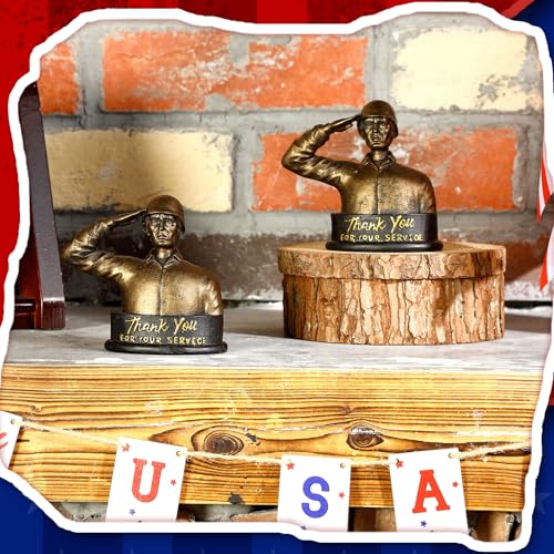 Vercraft SIG-VERCRAFT-0929 4 Set Veterans Gifts 4 Inch Military Resin Figurine Saluting Soldiers Statue Thank You thumb #1