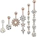 Produktbild Zhuotop 6 Stück 14G Bauchnabel Ringe Edelstahl Bauch Ringe Gebogen Nabel Barbell Piercing Schmuck für Damen, Rose Gold, 6 Styles