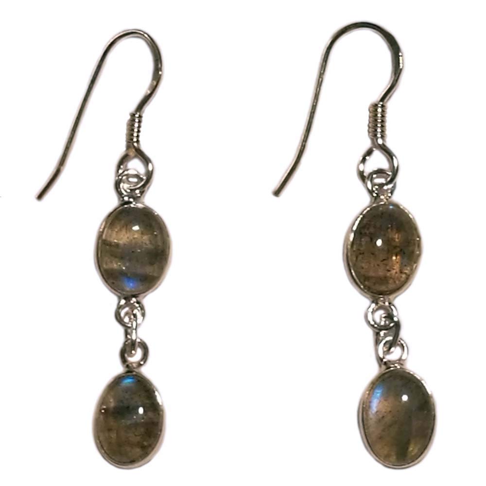 Boucles d'oreilles labradorite argent 925 Le Luft pendantes chic - 4