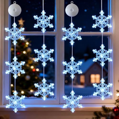 MTINRNI LED Weihnachtsbeleuchtung,4er Set-12xSchneeflocken...