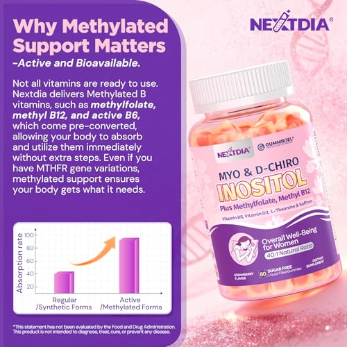 Image of Women Sleep Gummies with Myo-Inositol & D-Chiro Inositol + Saffron, MTHF Folate, Vitamin B6 & B12, 40:1 Ratio Myo Inositol Supplement for Hormone Balance, Mood, PCOS & Ovarian, Sugar Free, 60Cts