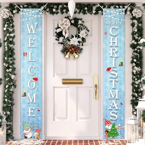 Koliphy Christmas Door Banner, Merry Christmas Decorations for Indoor Outdoor Xmas Party Decorations Banner