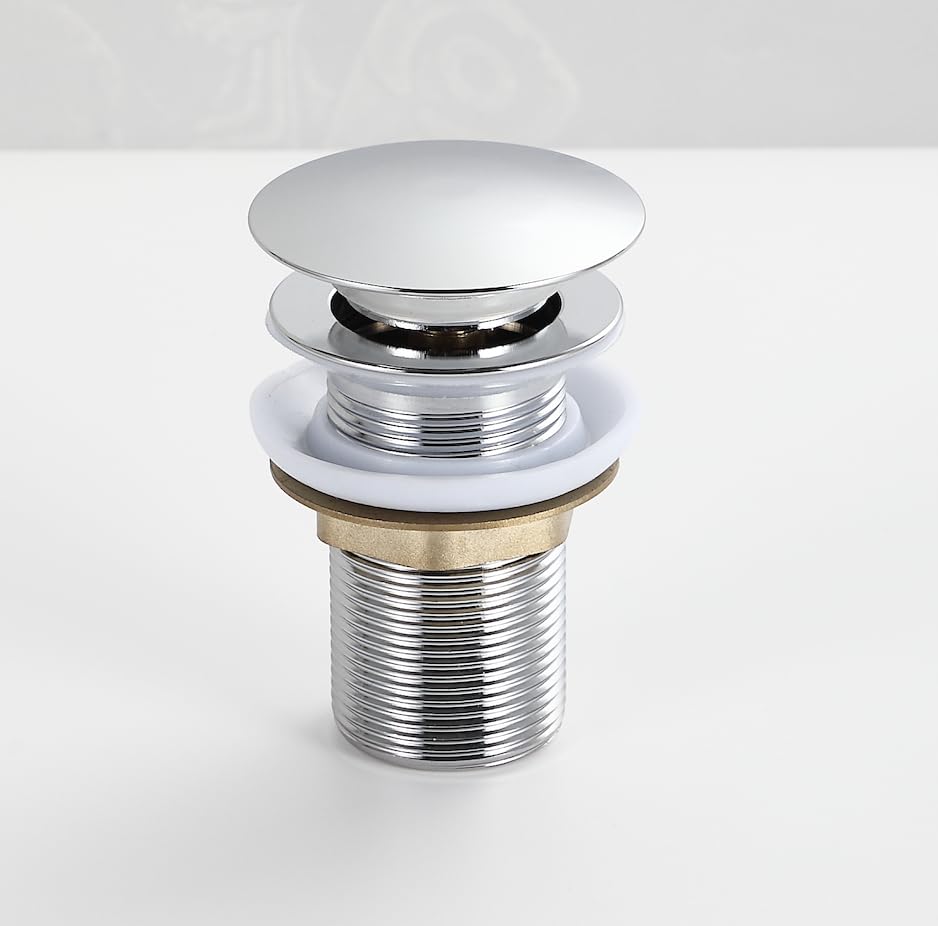 DILECI – Bonde Clic-Clac Pop-Up Chrome/Argent pour Lavabo Standard – Ø66 mm – Système Push-Up à Pression Facile à Installer – Finition Brillante...