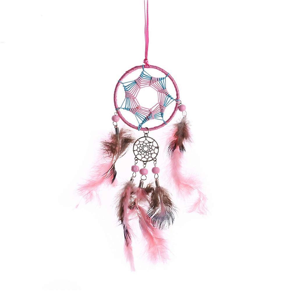 Rails Attrape Reves Lumineux Rose Dreamcatcher Attrape Reve Fait à la Main Kit Capteur de Reves pour La Décoration De La Chambre À Coucher Décorations De Mariage Boho Chic Party Nursery Decor,7x20cm