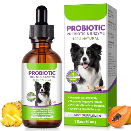 Dogs Probiotic Prebiotic & Enzyme 3-in-1 Liquid Drops Maintain Gut Immunity Supports Digestive Health Pre and Probiotics Supplement for Dogs (2 fl.oz /60 mL)