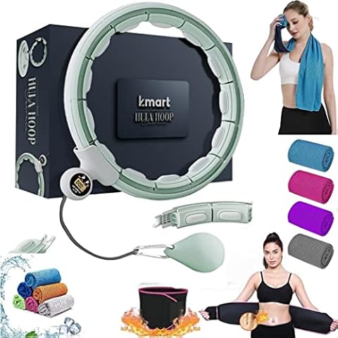Weighted Hula Hoop Infinity Smart Hoops with Counter 22"-44" inch Hula Hoops 2 in 1 Abdomen Fitness Message Exercise Equipment Non-Fall Exercise Adjustable Hoops (Caribbean Green) Cover