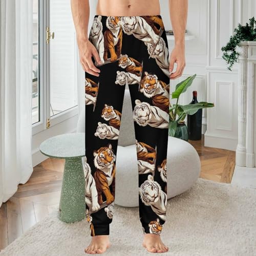 Funny Tiger Men's Pajamas Pants Lightweight Sleep Lounge Pant Pjs Bottoms Casual Sleepwear2