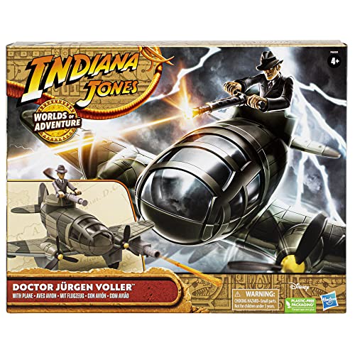 Indiana Jones Worlds Of Adventure Doctor Jürgen Voller With Plane Action Figure Set, 2.5-Inch, Action Figures For Kids Ages 4 And Up #TOP1