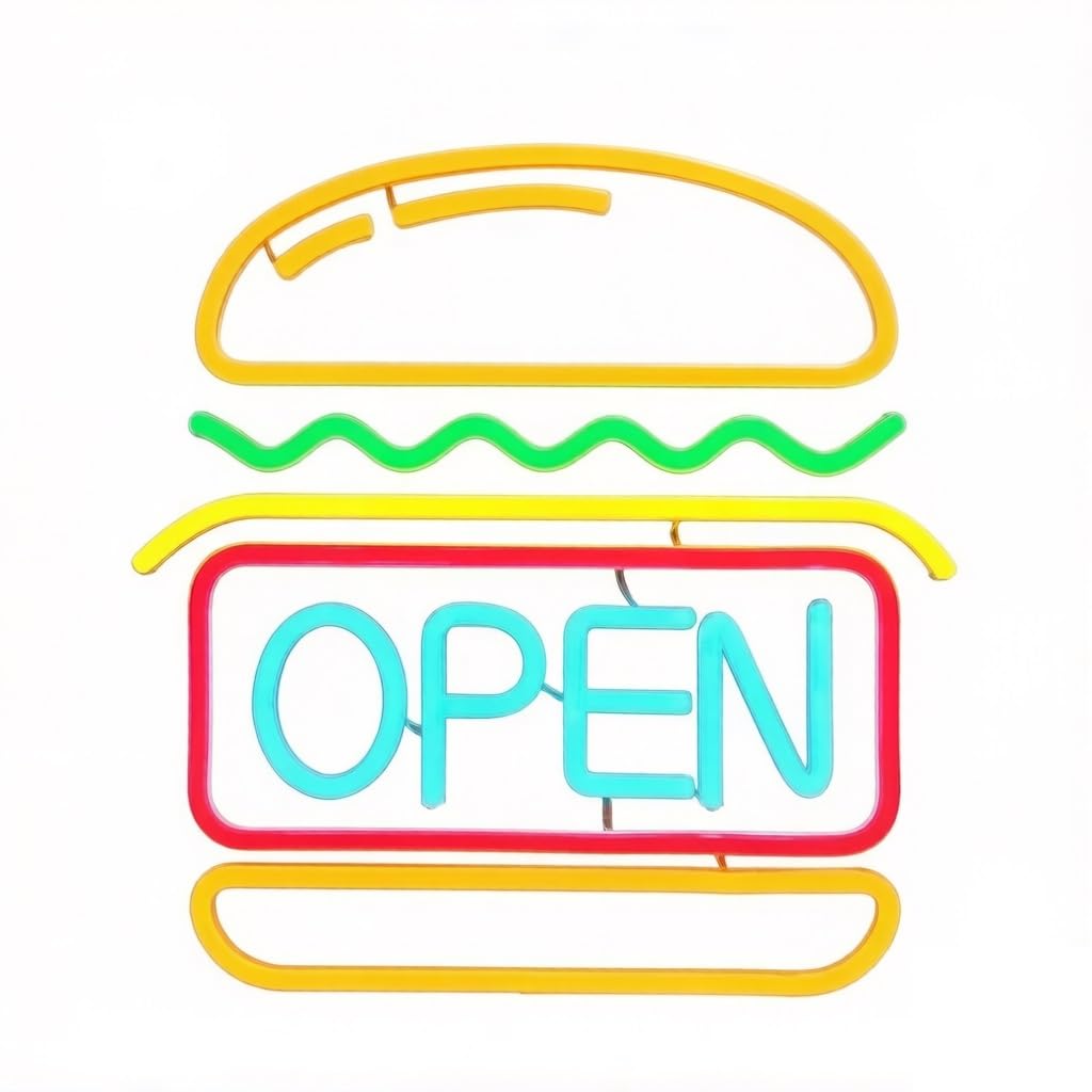 Dimmable LED Neon Sign, Fast Food Style, Cafe Bar Decor(2(34 * 35cm))