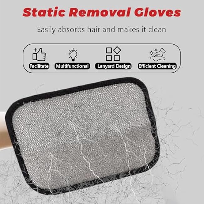Pet Hair Removal Glove,Reusable Electrostatic Pet Hair Remover,Upgrade Efficient Pet Grooming Gloves for Hair Remover for Cats & Dogs-Y231ZryT