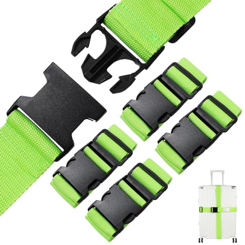 Image of SEWACC 4pcs Adjustable Luggage Straps for Suitcases Secure Travel Belts Travel Accessories for Luggage Organization Durable and Reliable Suitcase Straps