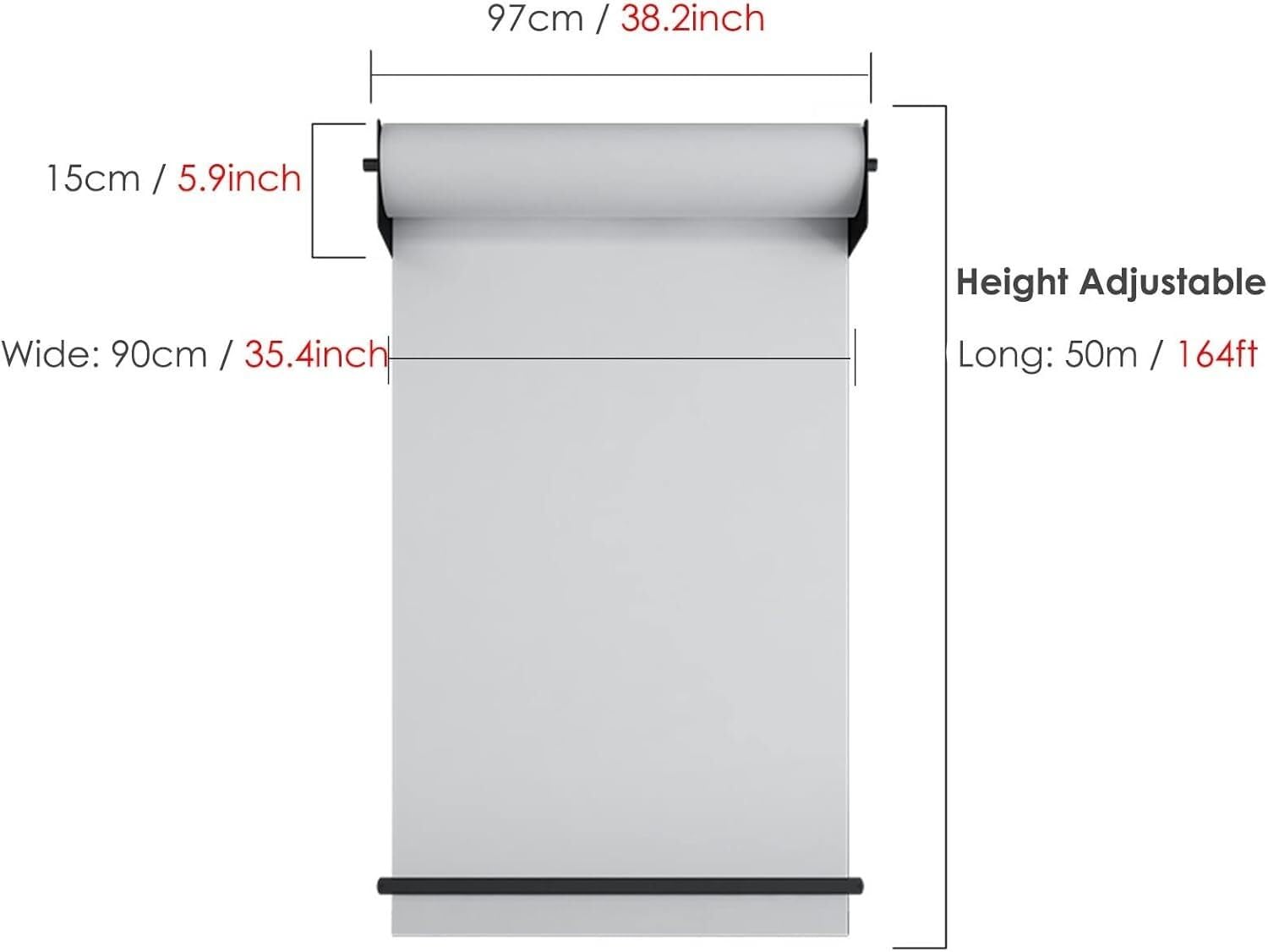 Distributeur de rouleau de papier kraft – Rouleau de papier de 50 m de long pour salle d'étude, bureau, café – Solution murale de 97 cm de large