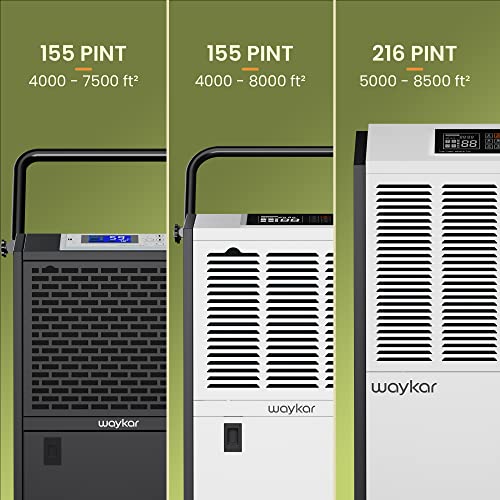 Waykar DP600B 155 Pints Large Commercial Dehumidifier With Drain Hose And Water Tank, Industrial Dehumidifier In Large Space Up To 8000 Sq. Ft For Home, Basements, Whole House thumb #2