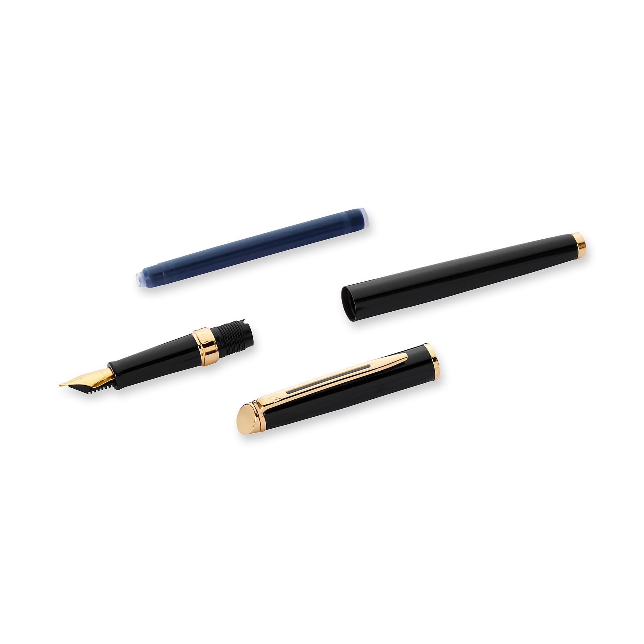 Waterman Hémisphère Füllfederhalter & Kugelschreiber Set mit Gravur – Luxus Schreibset, Personalisierbar als Geschenk für Geburtstags-, Jubiläums- und Weihnachtsgeschenke (Black G.T.)