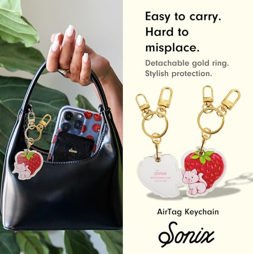 Image of Sonix Keychain Case Compatible with Apple AirTag | Protective Cover Keychain for AirTag | Strawberry Shortcake Vintage