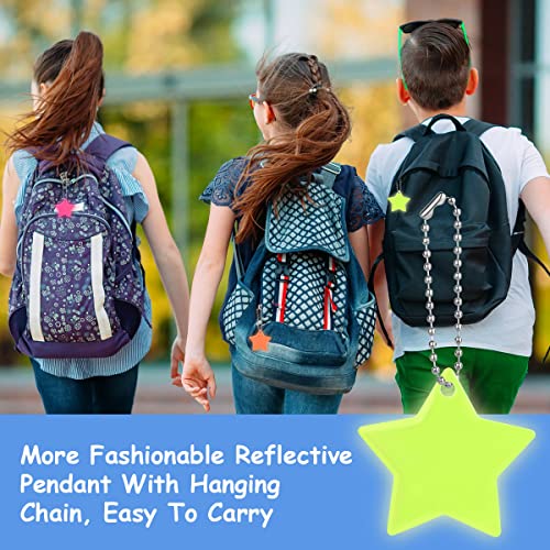 Osdue Reflective Pendants, 16 Pcs Waterproof Child Safety Reflective Pendants, Star Keychain Pouch Pendants For School Bags, Backpacks, Wheelchairs, Bikes And Running - (Star Style) #TOP5