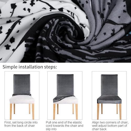 Image of Styleys Chair Covers for Dining Room, Stretch Dining Chair Cover, Washable Spandex Kitchen Chair Slipcovers (Set of 6, Grey /Blue Prism, SD3208)