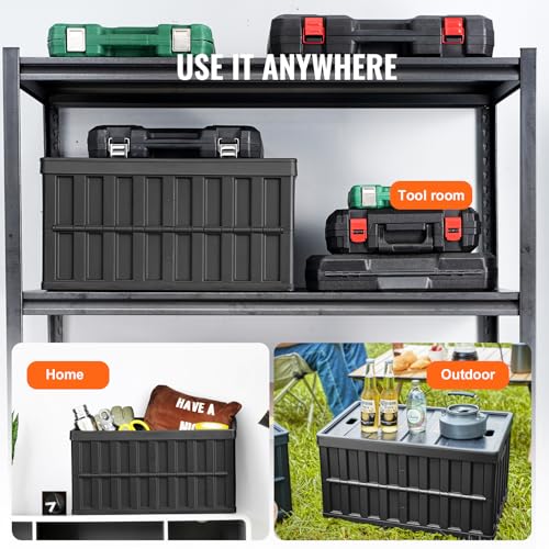 VEVOR 3er-Set 65L Profi Klappbox aus PP Transportbox mit Deckel Faltbarer Aufbewahrungsbox mit Handgriff Stapelbare Kisten Storage Box Faltboxen Stapelboxen für Aufbewahrung & Transport