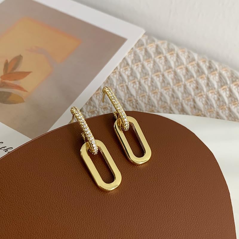Chunky Gold U Shape Hoop Earrings for Women Dainty Paperclip Oval Chain Cable Link Earrings Minimalism Fashion Jewelry Gift - Image 3