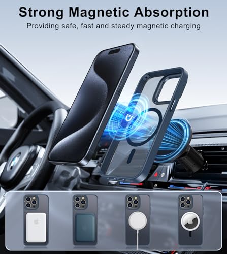 Image of FNTCASE for iPhone 15 Pro Magnetic Kickstand Case, Translucent Matte Blue