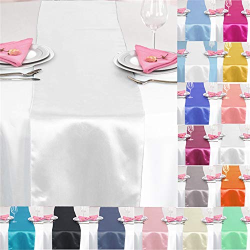 Time to Sparkle 5 Pack Satin Table Runners 12"x108"inch Chair Sashes Swags Wedding Party Table Decoration - Silver