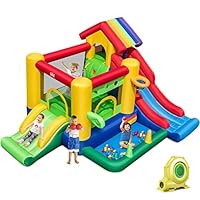 BOUNTECH Inflatable Bounce House with Ball Pit, Dual Slides Bouncy House for Kids Aged 3+ Backyard Party Fun w/Blower, Kids Bounce House with Slide for Boys Girls Indoor Outdoor Birthday Party Gift