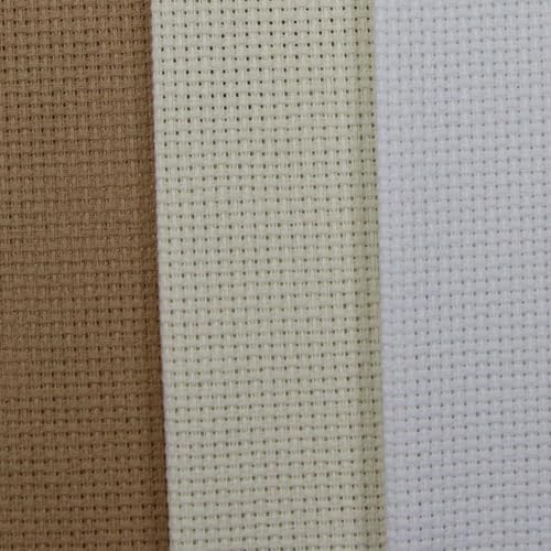 Image of KCS 3 pc of 12 inch x 18 inch 14CT Counted Cotton Aida Cloth Cross Stitch Fabric (White+Oatmeal+Khaki)