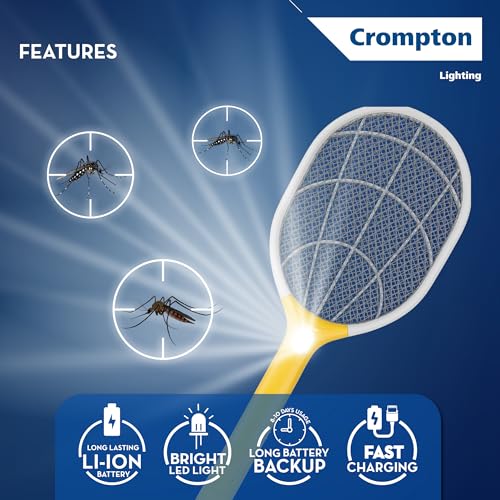Image of Crompton Anti-Mosquito Racquet-ZAPPY-NEO | Mosquito Bat | Mosquito Killer | Rechargeable Mosquito Racket | Long Lasting Battery | 6 Months Warranty
