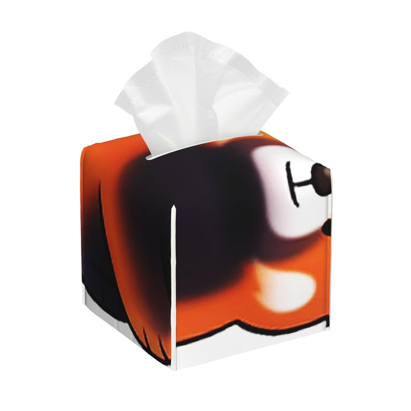 Red Panda Cartoon Square PVC Tissue Box Cover Modern Decorative Holder for Bathroom Vanity