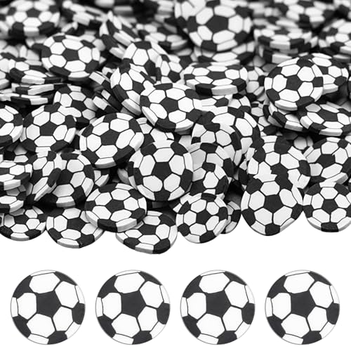 Image of Weysat 30g Mini Soccer Polymer Clay Slices 0.2 Inch Tiny Clay Soccer Pieces Sports Sprinkles Ball Confetti for Clips Nail Art DIY Craft Party Decoration Favors for Team Sports Lover