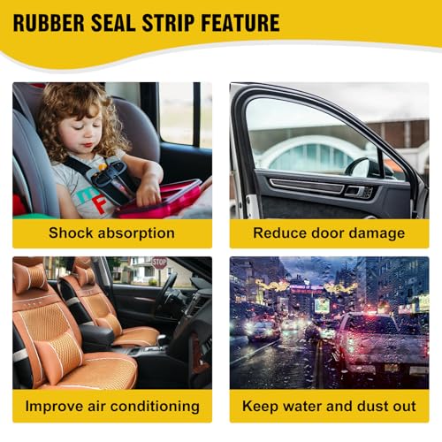 Image of 52.5Ft Car Door Seal Strip Car Weather Stripping Double Layer Shape Self Adhesive Rubber Auto Door Soundproofing Weatherstrip for Car Door,Truck, SUV