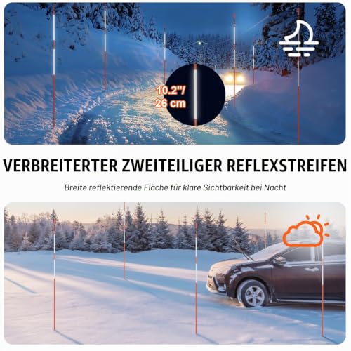 VEVOR 30er-Set Schneestangen 47,8 Zoll (121,5 cm) Auffahrtstangen orange UV-beständige Beschichtung Reflektierende Einfahrtsmarkierung Inkl. 1 Paar Schutzhandschuhe und 1 extralangen Stahlbohrer