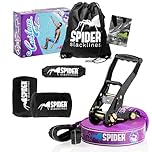 SPIDER SLACKLINE TKSA1 - Kit Slackline Custom - Materiale alta qualità per slackliners esperti o alle prime esperienze con equilibrismo - Set completo fettuccia Lunghezza 15m con 1xCricchetto