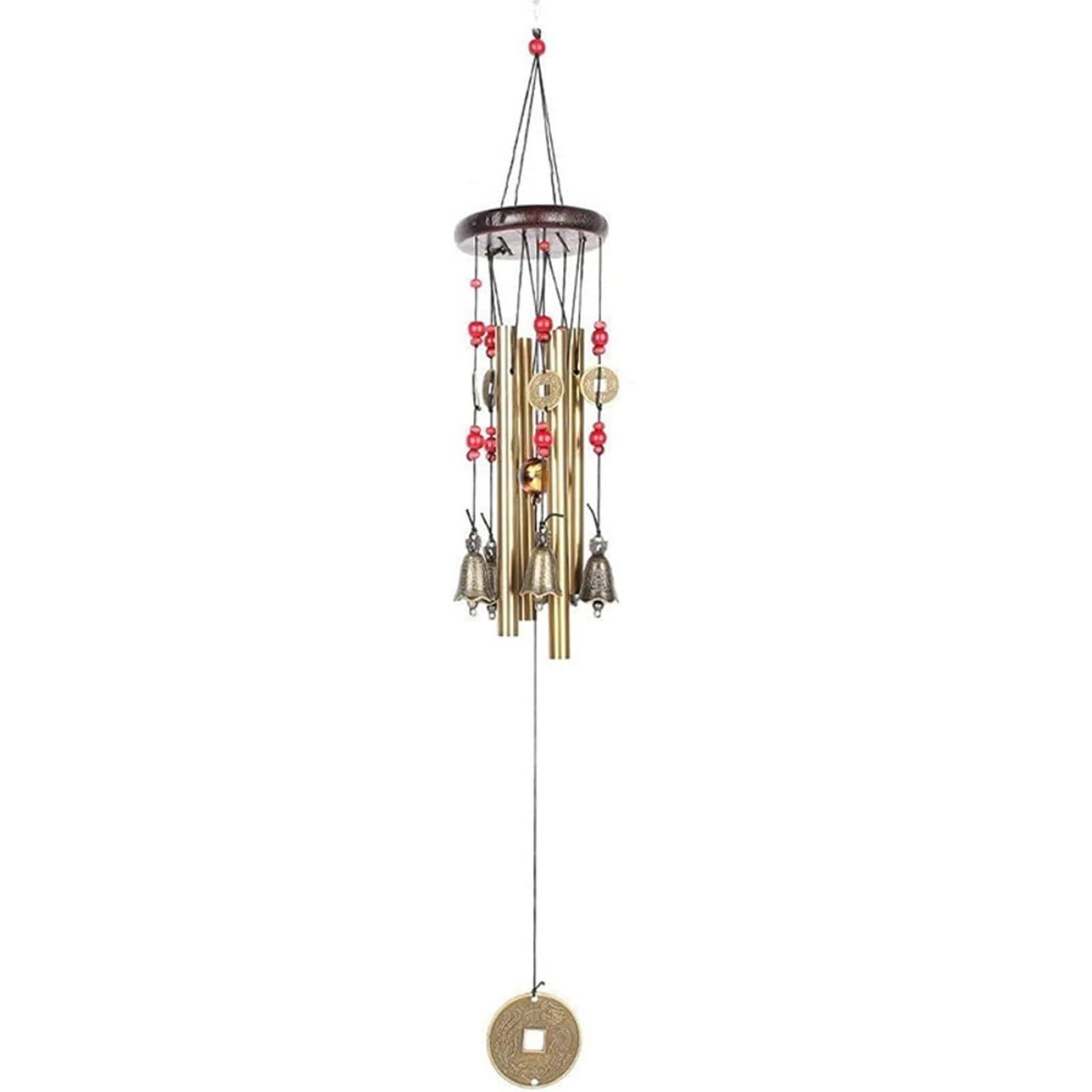 Chinese Traditional Retro 4 Tubes 5 Bells Bronze Yard Garden Living Wind Chimes 65cm wind chimes(A)