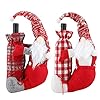 Gukasxi Kerst kabouters Wijnfles Cover 2 stuks,Zweedse Tomte kabouters Wijnfles Zakken Katoen Wijnfles Decor Set voor…