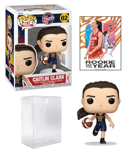 Caitlin Clark #02 Rookie Card Bundle Collectible Set Funko POP! Basketball WNBA: Indiana Fever Figurine with HOFSM Protector Case