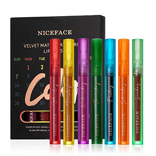 Kweilin Matte Liquid Lipstick Set - Lip Gloss Set, Lipstick Makeup Set, Lip Color Matte, Matte Velvety Long-Lasting Wear Non-Stick Cup Not Fade Waterproof Lip Gloss Birthday Edition Gift Kit(7PCS)