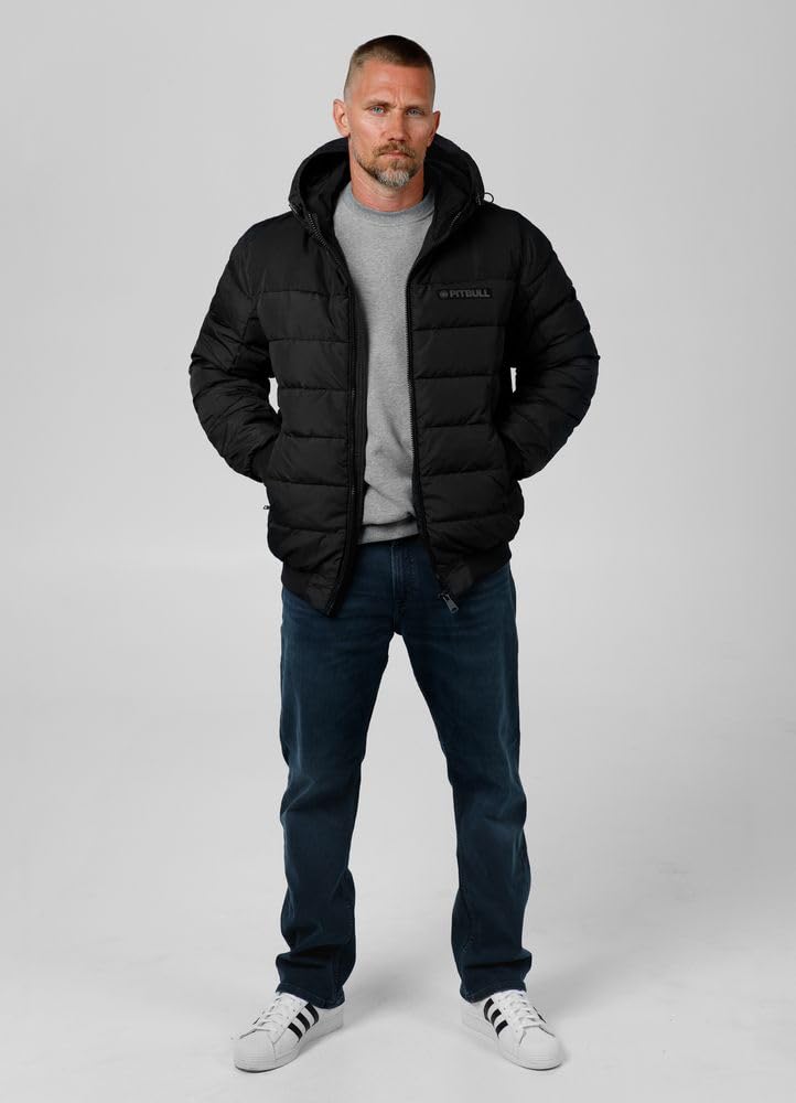 PITBULL - Winterjacke Herren mit Steppung Dillon, Jacke Herren mit Kapuze, Männer Steppjacke, Bequeme Windjacke, Windbreaker mit Reißverschluss, Jacke Winter Steppmuster
