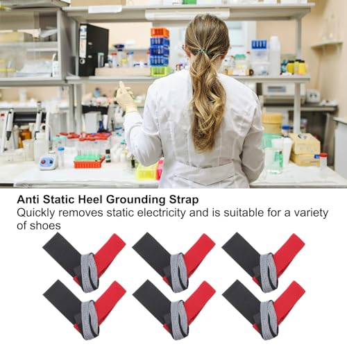 Image of MECCANIXITY 12pcs ESD Anti Static Foot Heel Straps Anti Static Wrist Strap Band Adjustable for Grounding Removing Static Black Red