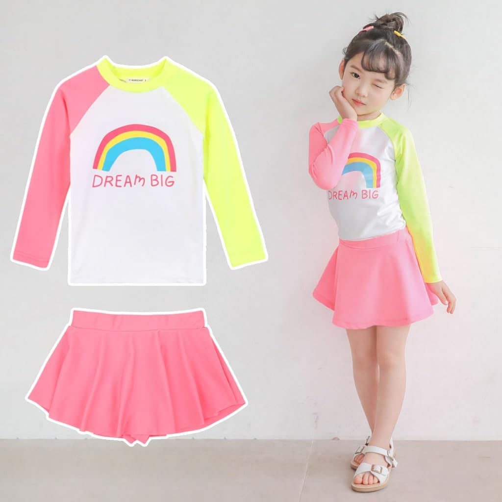 ROROCHAT Kids Long Sleeve Rash Guard UV Sun Protection Swim Shirt Toddler Quick-Dry Swimwear for Boys Girls Ages 3-9