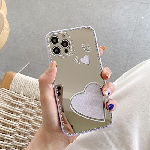 Coque Love Heart Mirror pour iPhone 13 violette idéale pour vos selfies quotidiens