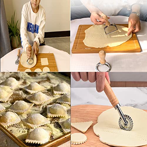 Mtomdy Ravioli Maker Stamp Cutter With Roller Wheel Set,For Ravioli, Pasta, Dumplings, Lasagna, Leading Dough Cutter And Press Stamps - 7 Set With Cutter #TOP5
